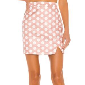 Camila Coelho Revolve Hugo womens pink white New polka dot mini skirt XSmall